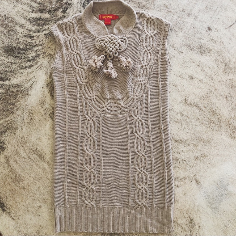 Shanghai Tang Silk+ Cashmere Dress w/ Chinese Knot
